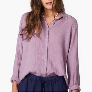 Xirena Scout Button Down Purple Lilac Cotton Gauze Shirt Size XS